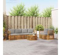 Ziaphsol Set di divani per esterni, 7 pezzi, con cuscini in legno di acacia massiccio, colore grigio chiaro, resistente alle intemperie, modulare per terrazza, giardino, lounge per un'atmosfera
