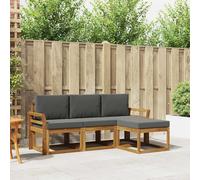 Ziaphsol Set di divani per esterni con cuscini, 4 pezzi, in legno di acacia massiccio naturale, resistente alle intemperie, 194 x 122,5 x 73 cm, set modulare per terrazza, lounge e giardino