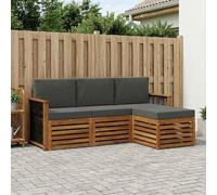 Ziaphsol Set di divani per esterni con cuscini, 4 pezzi, in legno di acacia massiccio, resistenti alle intemperie, con seduta e cuscini per lo schienale, per terrazza, giardino, lounge