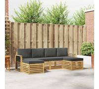 Ziaphsol Set di mobili da 6 pezzi, in legno di acacia massiccio, per terrazza e giardino, resistente alle intemperie, con seduta modulare per il relax e le occasioni sociali