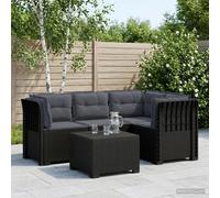 Ziaphsol Set di mobili da giardino a 4 posti, con cuscino, in polyrattan, resistente alle intemperie, per terrazza, balcone, giardino d'inverno, per esterni, espansione modulare