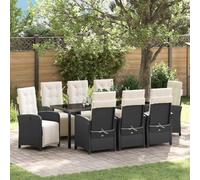 Ziaphsol Set di mobili da giardino con cuscini, 9 pezzi, in polyrattan, per terrazza, balcone, set di mobili da giardino con tavolo e sedie per rilassarsi all'aperto e stare in compagnia