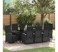 Ziaphsol Set di mobili da giardino con cuscini, 9 pezzi, in polyrattan, resistente alle intemperie, per terrazza, balcone, giardino, lounge con tavolo stabile e comode sedie per stare in compagnia