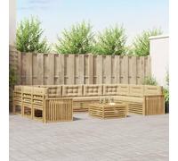 Ziaphsol Set di mobili da giardino da 10 pezzi, in legno di acacia massiccio, resistente alle intemperie, per terrazza, balcone e giardino, include tavolo, seduta, cuscini e contenitore