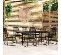Ziaphsol Set di mobili da giardino da 9 pezzi, con tavolo e sedie, per terrazza, balcone e esterni, in acciaio verniciato a polvere e rattan sintetico per un uso esterno duraturo