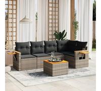 Ziaphsol Set di mobili da giardino in polyrattan grigio, 6 pezzi, con cuscini, tavolini pieghevoli, resistenti ai raggi UV, set modulare per esterni, terrazza, balcone