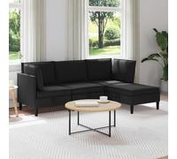 Ziaphsol Set di mobili da soggiorno, 4 pezzi, in tessuto nero, con funzione letto e vano portaoggetti, design scandinavo moderno, per un soggiorno accogliente, con cassettone e funzione relax