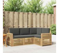 Ziaphsol Set di mobili per esterni, 4 pezzi, bianco e antracite, in legno di acacia, 191 x 132,5 x 73 cm, resistente alle intemperie, per terrazza, giardino, soggiorno, durevole, design elegante