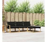 Ziaphsol Set di mobili per esterni, 4 pezzi, bianco e nero, in legno di acacia massiccio, con cuscini, per terrazza, giardino, lounge e un'atmosfera rilassata