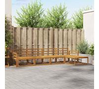 Ziaphsol Set di mobili per esterni, 5 pezzi, in legno massiccio di acacia, resistente alle intemperie, con design a doghe, 333 x 162,5 x 73 cm, modulare, per terrazza, giardino, lounge