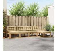 Ziaphsol Set di mobili per esterni con cuscino, 4 pezzi, in poliestere bianco e beige, resistente alle intemperie, con design a doghe, 333 x 162,5 x 73 cm, per terrazza, giardino e lounge