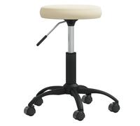Ziaphsol Sgabello massaggiante in velluto crema, regolabile in altezza con molla a gas, girevole a 360 gradi, ruote, acciaio verniciato a polvere, 31 x 42 a 54 cm, per salone, ufficio, casa