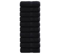Ziaphsol SOLUND - Asciugamani per ospiti in cotone filato ad anelli, 30 x 50 cm, set da 10 pezzi, 600 g/m², assorbenti, per asciugare dopo la doccia, colore nero