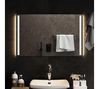 Ziaphsol Specchio da bagno a LED, 80 x 50 cm, in vetro, IP65, con USB, per illuminazione dello specchio cosmetico in bagno, montaggio a parete con gancio, alimentazione tramite USB 5 V