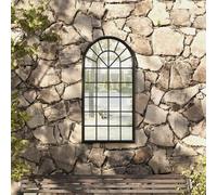 Ziaphsol Specchio da giardino nero in ferro e vetro, 90 x 45 cm, specchio decorativo da parete con effetto ruggine per giardino, terrazza e ingresso, per riflettere la luce e lo spazio