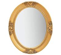 Ziaphsol Specchio da parete barocco, 50 x 60 cm, cornice in legno dorato e vetro, specchio ovale con ganci di fissaggio, per corridoio, guardaroba, camera da letto, soggiorno