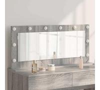 Ziaphsol Specchio da trucco a LED ad angolo retto Sonoma grigio, vetro e legno, 100 x 45 x 18 cm, luce bianca calda, USB 5 V, per bagno, corridoio, corridoio, guardaroba