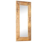 Ziaphsol Specchio intagliato a mano in legno di mango massiccio, 110 x 50 x 2,5 cm, specchio da parete con cornice in legno, per corridoio, camera da letto, soggiorno, decorazione e uso quotidiano