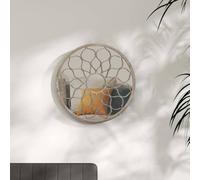 Ziaphsol Specchio rotondo sabbia, diametro 40 cm, profondità 3 cm, cornice in ferro, vetro, specchio decorativo per corridoio, ingresso, ingresso, per interni, montaggio a parete