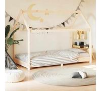 Ziaphsol Struttura letto per bambini in legno di pino massiccio, per materasso 80 x 160 cm, con rete a doghe, letto per la cameretta dei bambini, per dormire e casetta giochi