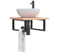 Ziaphsol Supporti Lavabo 2 Pezzi Nero Rettangolare in Acciaio 20x45 cm con Montaggio a Parete Distanza 60 mm per Piano Lavabo Supporto Fino a 100 Kg