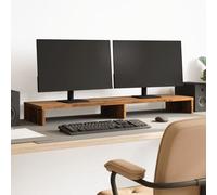 Ziaphsol Supporto doppio per monitor effetto legno anticato, 100 x 27 x 10 cm, in legno, per due monitor sulla scrivania del computer, crea spazio e comfort ergonomico sul posto di lavoro