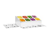 Ziaphsol Supporto Gastronorm in acciaio inox con 8 contenitori GN 1/6, organizer a doppia fila per conservare e servire in cucina, armadio, hotel o feste