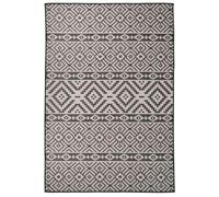 Ziaphsol Tappeto per esterni, tessuto piatto, 160 x 230 cm, nero, a righe, resistente alle intemperie, protezione per il pavimento, per balcone, terrazza, soggiorno, camera da letto, cameretta dei