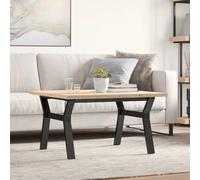 Ziaphsol Tavolino a Y, 80 x 80 x 45,5 cm, in legno di pino massiccio non trattato e acciaio verniciato a polvere, robusto tavolo da soggiorno per arredamento elegante