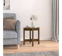 Ziaphsol Tavolino da caffè marrone miele Ø 42,5 x 45 cm, legno massello di pino, tavolino rotondo per soggiorno, tavolino da caffè stabile, stile moderno