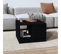 Ziaphsol Tavolino da caffè nero 50 x 50 x 36 cm, moderno tavolino in legno con ripiani, elegante tavolo da soggiorno per divano e decorazione, tavolino rettangolare