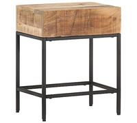 Ziaphsol Tavolino da salotto, 40 x 30 x 50 cm, legno massello di mango grezzo, stile vintage, realizzato a mano, struttura in acciaio verniciato a polvere, venature uniche del legno, mobile durevole