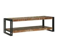 Ziaphsol Tavolino da salotto multicolore 120 x 50 x 38 cm, in legno massiccio riciclato, rustico, con mensola, tavolino da caffè durevole per soggiorno, design unico, costruzione stabile