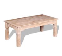 Ziaphsol Tavolino in legno di acacia 110 x 60 x 45 cm, legno massello bianco spazzolato, tavolino rustico per soggiorno, robusto tavolino con gambe forti, design unico