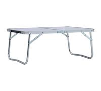 Ziaphsol Tavolo da campeggio pieghevole bianco in alluminio e MDF, 60 x 40 cm, portatile e pieghevole con maniglia per il trasporto, per picnic, barbecue, feste in giardino e uso all'aperto