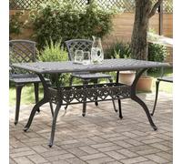 Ziaphsol Tavolo da giardino nero, 150 x 90 x 72 cm, in alluminio pressofuso resistente alle intemperie, stabile, per balcone, terrazza, giardino, sala da pranzo, pieghevole ed estensibile, con foro