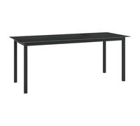 Ziaphsol Tavolo da giardino nero, 190 x 90 x 74 cm, in alluminio e vetro, resistente alle intemperie, pieghevole, estensibile, per giardino, balcone, terrazza, esterni, campeggio, lounge con ripiano