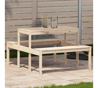 Ziaphsol Tavolo da picnic in legno di pino massiccio, 110 x 134 x 75 cm, resistente alle intemperie, stabile, per giardino, terrazza, balcone, all'aperto, campeggio e lounge, salvaspazio, facile da