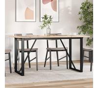 Ziaphsol Tavolo da pranzo con struttura a O, 140 x 80 x 75 cm, legno massello di pino non trattato con robusto telaio in acciaio, ideale per cucina e sala da pranzo, mobili da pranzo durevoli per