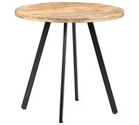 Ziaphsol Tavolo da pranzo rotondo in legno di mango grezzo, 80 cm, design industriale, gambe in ferro verniciato a polvere, robusto tavolo da cucina per sala da pranzo e cucina, mobili da pranzo