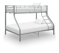 Ziaphsol Telaio letto a castello grigio metallo 140 x 200 cm/90 x 200 cm, robusto letto matrimoniale per cameretta dei bambini e piccoli spazi, stabile mobili per camera da letto con ringhiera di