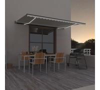 Ziaphsol Tenda da sole automatica con illuminazione a LED e sensore del vento, 500 x 350 cm, colore crema, telaio in alluminio verniciato a polvere, tessuto in poliestere resistente ai raggi UV e