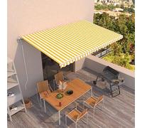 Ziaphsol Tenda da sole retrattile automatica, 500 x 300 cm, colore giallo e bianco, con telaio in alluminio verniciato a polvere, protezione solare per terrazza, balcone, giardino, resistente ai raggi