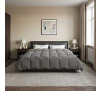 Ziaphsol Trapunta estiva imbottita grigio chiaro, 200 x 200 cm, in microfibra, double face, per camera da letto e camera degli ospiti, traspirante, per notti estive