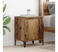 Ziaphsol Vecchio comodino in legno massello con una porta, tavolino piccolo per camera da letto, legno riciclato, 40 x 30 x 50 cm