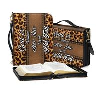 ZIATUBLES Borsa con stampa di versi della Bibbia leopardata con tracolla in ecopelle custodia per il trasporto della Bibbia custodia protettiva per libri per donne e uomini, borsa cristiana portatile