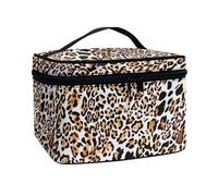 ZIATUBLES Borsa cosmetica delle donne di grande capacità con la maniglia superiore dei pacchetti di trucco del pacchetto di toeletta del treno della cassa per il lavoro di, Leopard, Taglia unica