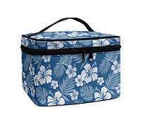 ZIATUBLES Borsa cosmetica delle donne di grande capacità con la maniglia superiore dei pacchetti di trucco del pacchetto di toeletta del treno della cassa per il lavoro di, Fiore Di Ibisco Palma