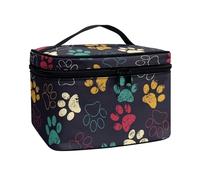 ZIATUBLES Borsa cosmetica delle donne di grande capacità con la maniglia superiore dei pacchetti di trucco del pacchetto di toeletta del treno della cassa per il lavoro di, Zampa di cane colorato,