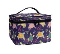 ZIATUBLES Borsa cosmetica delle donne di grande capacità con la maniglia superiore dei pacchetti di trucco del pacchetto di toeletta del treno della cassa per il lavoro di, Colorato Turyle Coral,